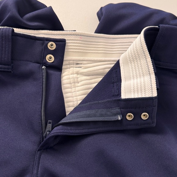 Mizuno Softball Belted Pant Women SZ L Navy Blue Elastic Bottom Reinforced Knee - Picture 5 of 16